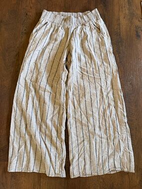 Maurices Beige Striped Smocked pants